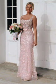 Bateau Sleeveless Open Back Fully Lace Mermaid Party Prom Dress 