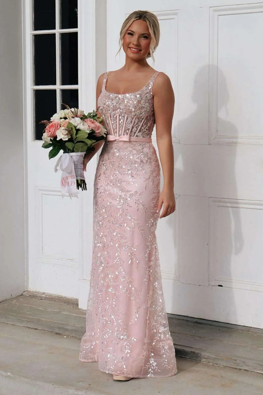 Bateau Sleeveless Open Back Fully Lace Mermaid Party Prom Dress 