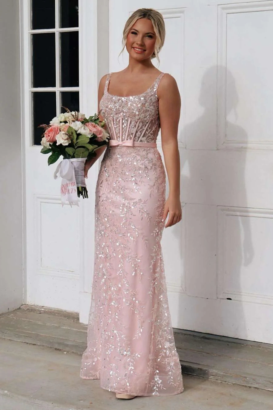Bateau Sleeveless Open Back Fully Lace Mermaid Party Prom Dress 