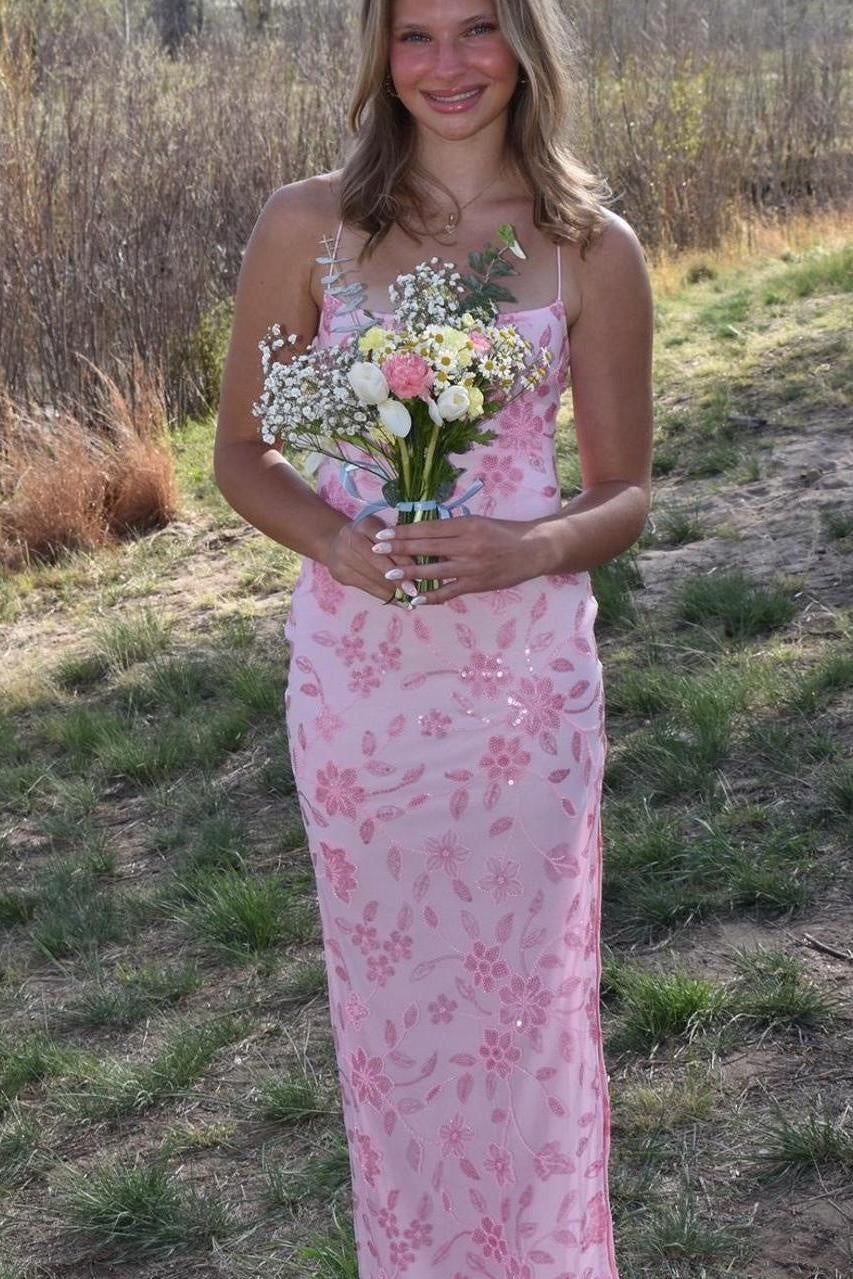 Bateau Spaghetti Straps Appliques Party Prom Dress