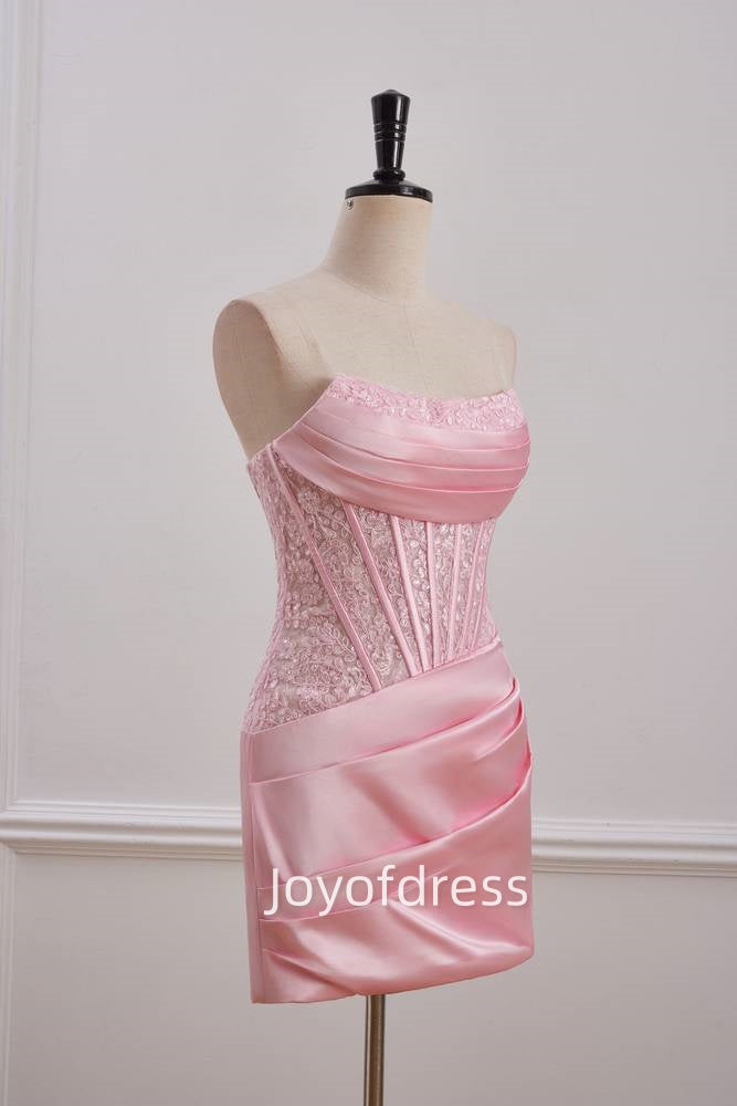 Bateau Strapless Appliques Bodycon Homecoming Dress