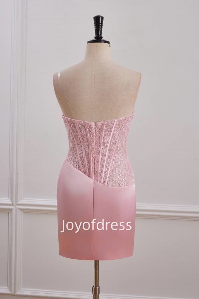 Bateau Strapless Appliques Bodycon Homecoming Dress