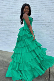 Beaded Strapless A-Line Empire Tiered Prom Party Dress