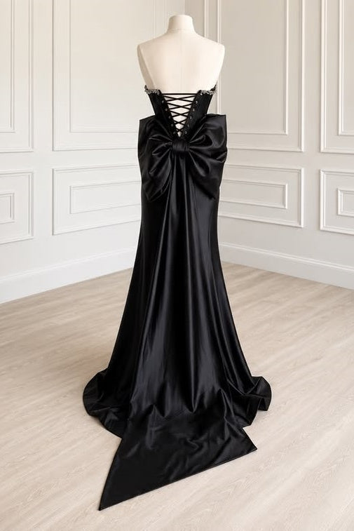 Beaded Strapless Lace And Satin Mermaid Split Party Prom Dress