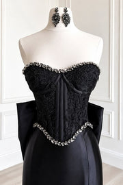 Beaded Strapless Lace And Satin Mermaid Split Party Prom Dress