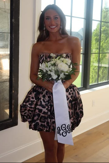 Beaded Strapless Satin A-Line Homecoming Dress-Short Party Dress