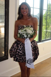 Beaded Strapless Satin A-Line Homecoming Dress-Short Party Dress 