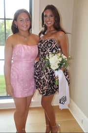 Beaded Strapless Satin A-Line Homecoming Dress-Short Party Dress 