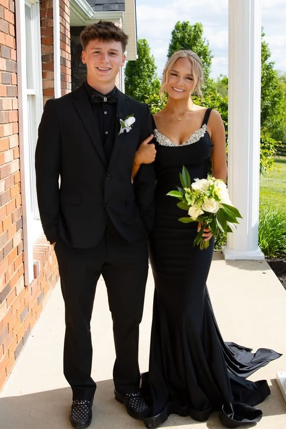 Beaded Sweetheart Backless Mermaid Satin Party Prom Dress