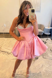 Beaded Sweetheart Sleeveless Satin A-Line Party Homecoming Dress