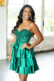 Beaded Sweetheart Strapless A-Line Empire Tiered Homecoming Dress 