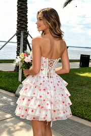Beaded Sweetheart Strapless Tiered Chiffon A-Line Homecoming Dress