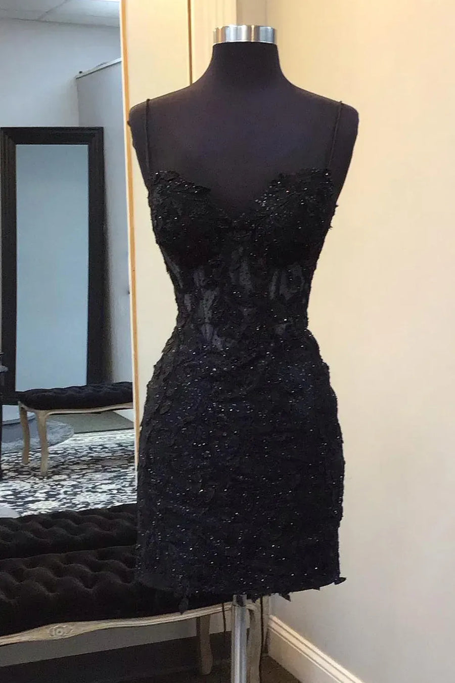 Black Lace Sweetheart Strapless Bodycon Homecoming Dress Black / US 10 Black Lace Sweetheart Strapless Bodycon Homecoming Dress Black / US 10