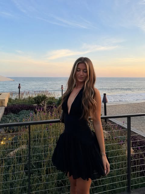 Black Low V-Neck Halter Backless Satin A-Line Homecoming Dress