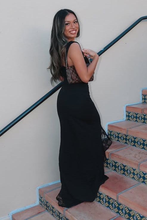 Black Sweetheart Straps Party Prom Dress With Lace Ruffle