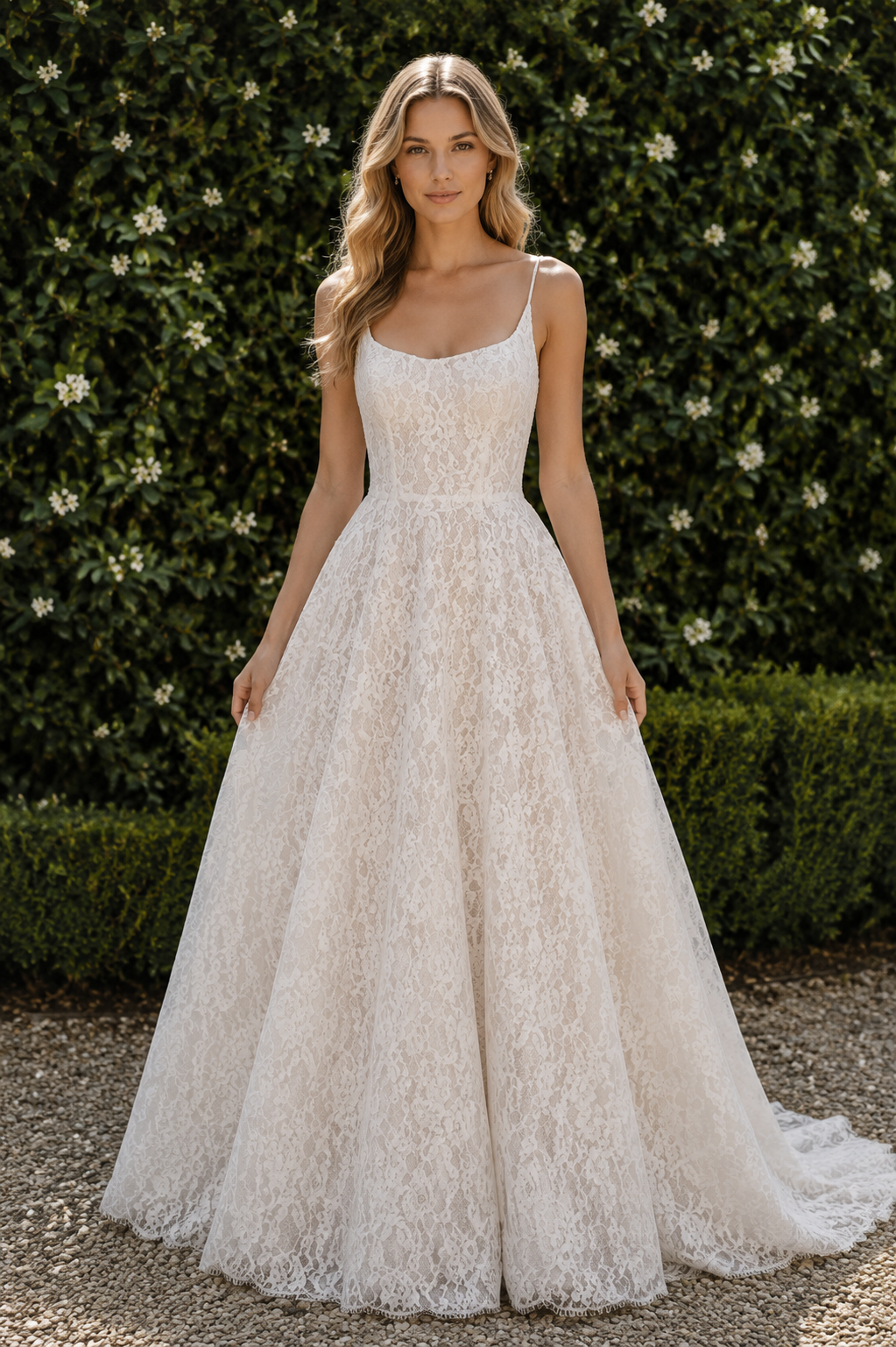 Boat Sleeveless Lace A-Line Open Back Wedding Dress With Train