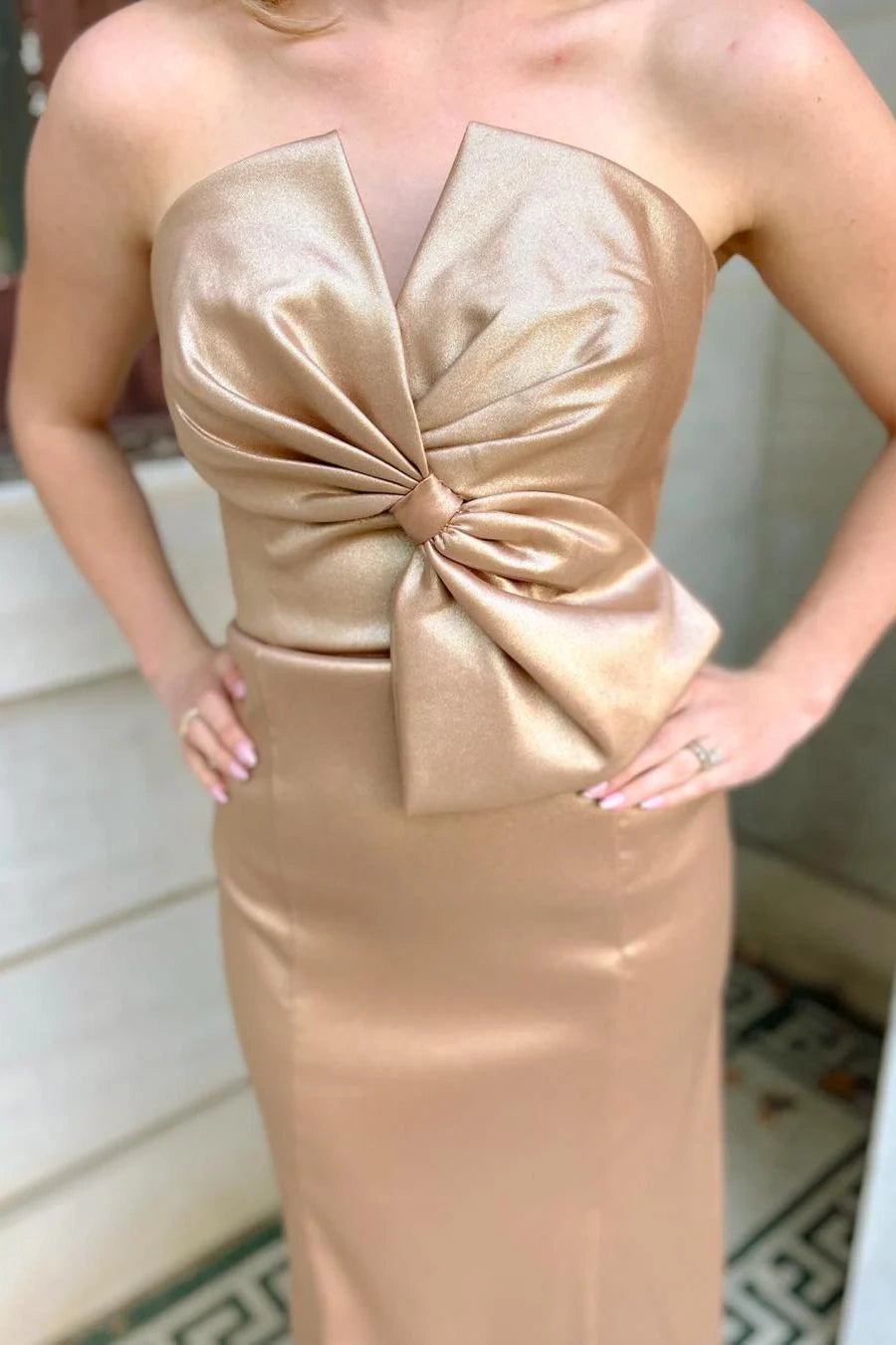 Bodycon Satin Strapless Long Bridesmaid Dress