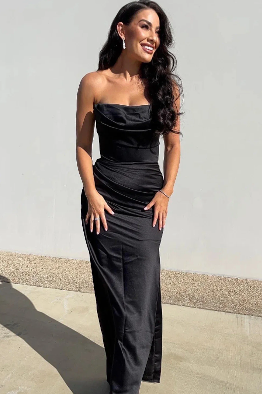 Bodycon Strapless Empire Party Prom Dress With Slde Slit