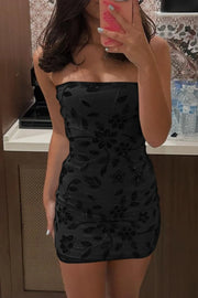Bodycon Strapless Floral Appliques Mini Summer Homecoming Dress