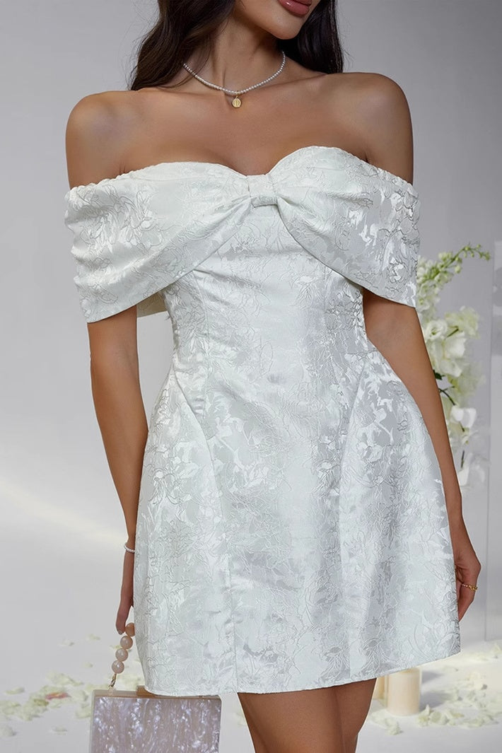 Bow Off-Shoulder Empire A-Line Short Homecoming Party Dress