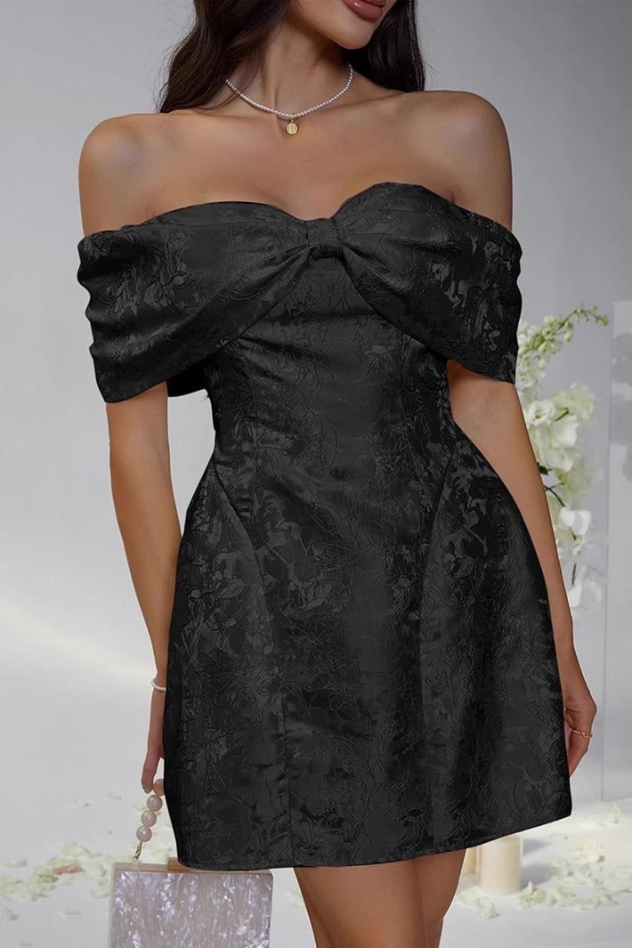 Bow Off-Shoulder Empire A-Line Short Homecoming Party Dress