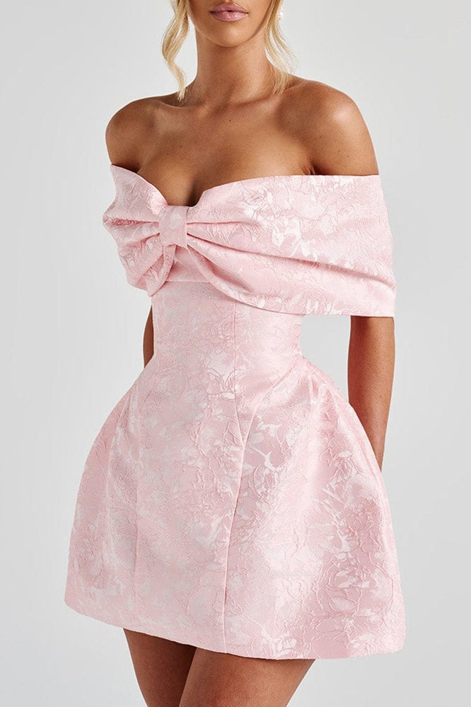 Bow Off-Shoulder Empire A-Line Short Homecoming Party Dress