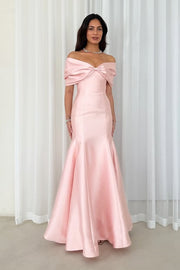 Bow Off-Shoulder Satin Mermaid Empire Party Prom Dress