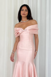 Bow Off-Shoulder Satin Mermaid Empire Party Prom Dress