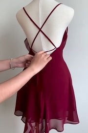 Burgundy Chiffon Sleeveless Empire Lace Up Homecoming Party Dress