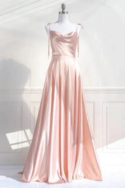 Candy Pink Spaghetti Sraps Long Bridesmaid Dress