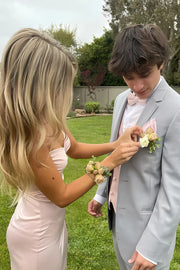 Candy Pink Sweetheart Spaghetti Straps Fitted Prom Party Dress