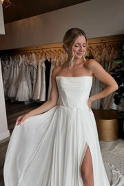 Casual A-Line Strapless Empire Chiffon Summer Wedding Dress