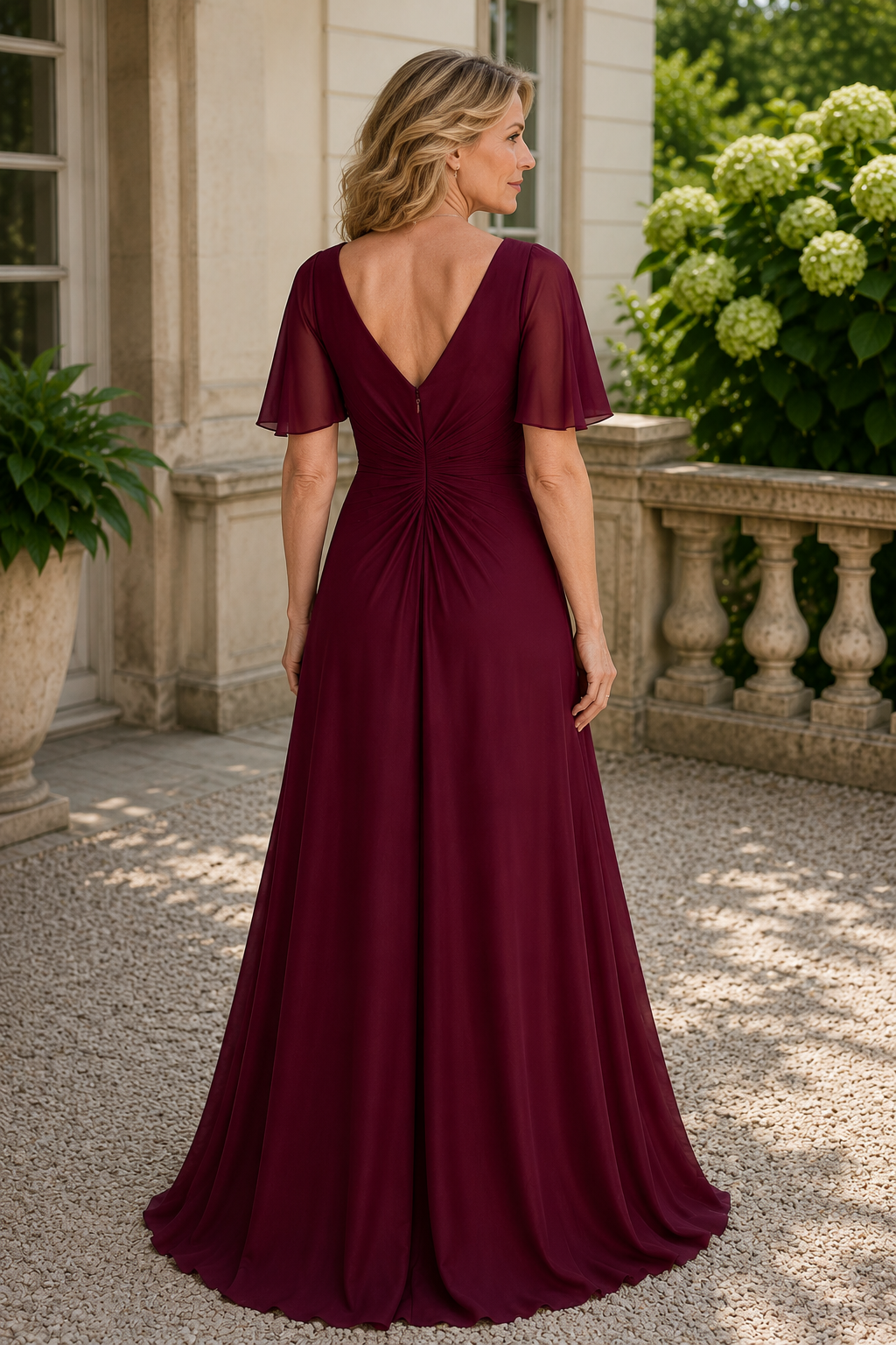 Casual A-Line V-Neck Empire Maxi Mother Of The Bride Dress