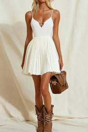 Casual A-Line V-Neck Empire Pleated Summer Homecoming Dress