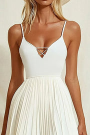 Casual A-Line V-Neck Empire Pleated Summer Homecoming Dress