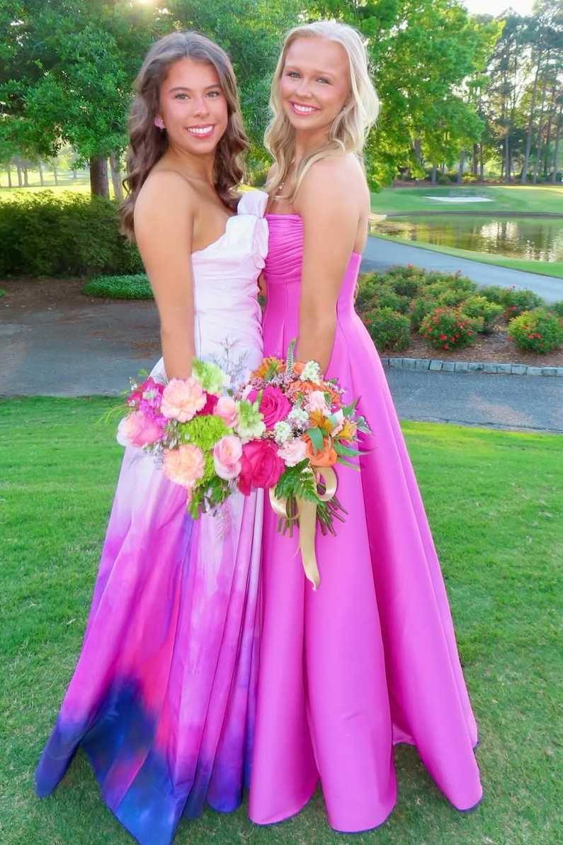 Casual Bateau Strapless A-Line Satin Empire Floor-Length Party Prom Dress