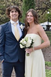 Casual Chiffon A-Line Strapless Floor-Length Party Prom Dress