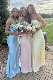 Casual Chiffon A-Line Strapless Floor-Length Party Prom Dress