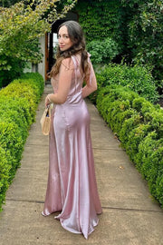 Casual Low V-Neck Straps Satin A-Line Party Prom Dress 
