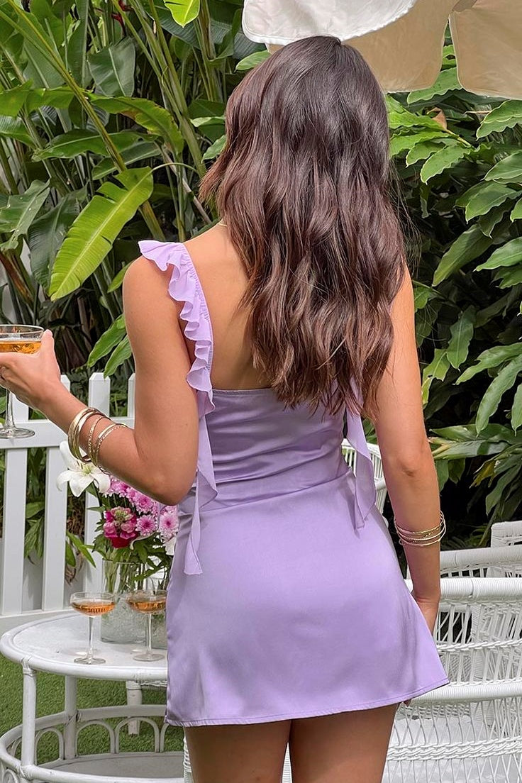 Casual Ruffle Straps Satin Sweetheart Mini Homecoming Dress