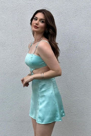 Casual Satin A-Line Illusion Empire Mini Party Homecoming Dress