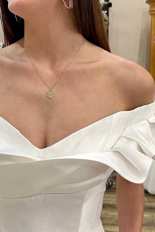 Casual Satin A-Line Off-Shoulder Empire Wedding Dress | Joyofdress Casual Satin A-Line Off-Shoulder Empire Wedding Dress | Joyofdress