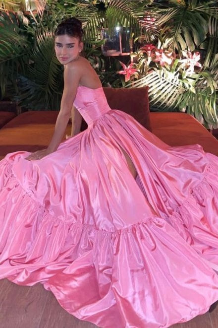 Casual Satin A-Line Strapless Empire Party Prom Dress