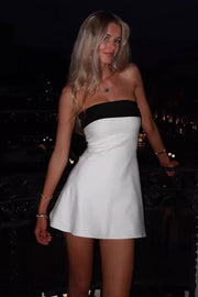 Casual Satin A-Line Strapless Short Party Homecoming Dress