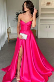 Casual Satin A-Line Sweetheart Sleeveless Party Prom Dress