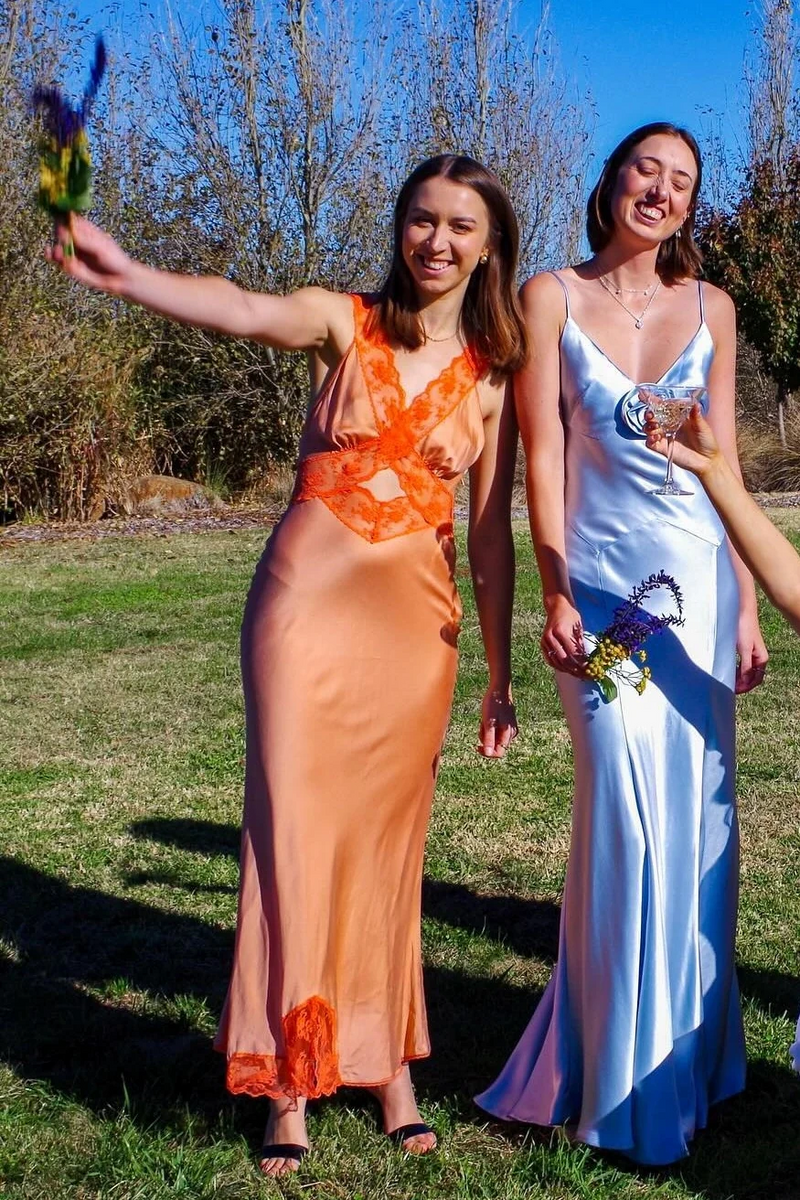 Casual Satin Low V-Neck Backless Party Prom Dress With Florals