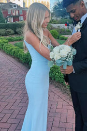 Casual Satin Mermaid Boat Strapless Long Party Prom Dress