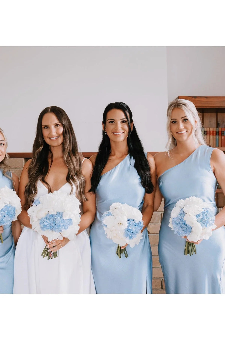 Casual Satin One Shoulder Sleeveless Sheath Bridesmaid Dress With Slit 