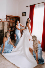 Casual Satin One Shoulder Sleeveless Sheath Bridesmaid Dress With Slit 