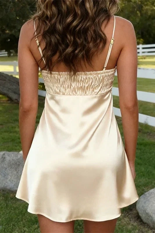 Casual Satin Sheath Empire Sleeveless Mini Party Homecoming Dress